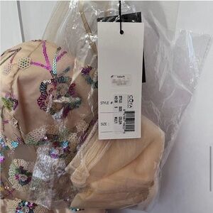 $219 MSRP Coya Collection Women's Size S Sequin Dress Fit Flare Nude Cut Out